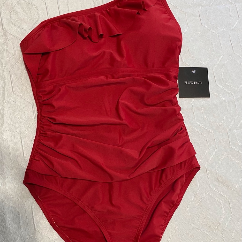 Ellen Tracy Vibrant Red Swimsuit